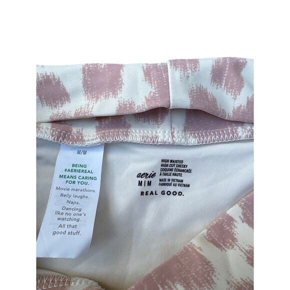 Aerie High Cut Pink Leopard Ribbed Bikini Bottom - Picture 2 of 3